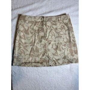 Josephine Chaus Women's Beige Denim Floral Skirt Skort Pockets EUC Size 14